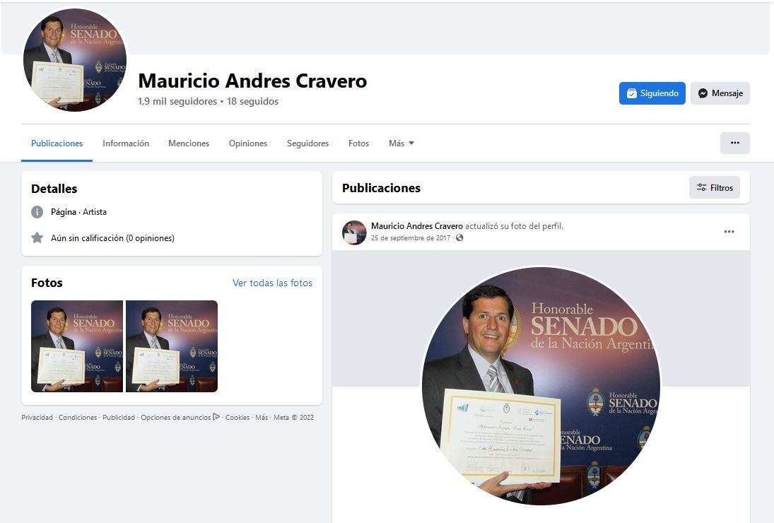 Denuncia Concejal Cravero sobre un facebook trucho