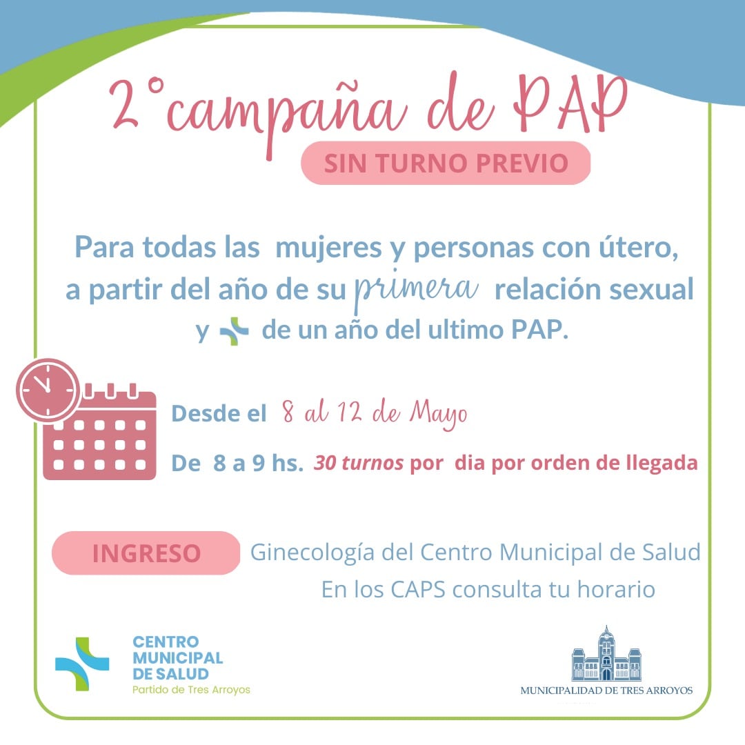 Segunda Campaña de prevención contra el cáncer de cuello de útero en el centro de Salud de Tres Arroyos