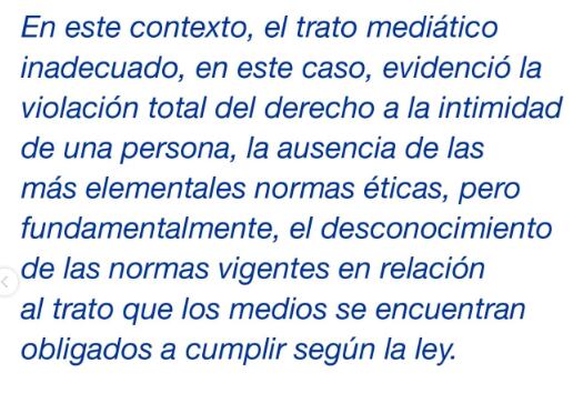 El descargo de Florencia Kirchner a través de su cuenta de Instagram.