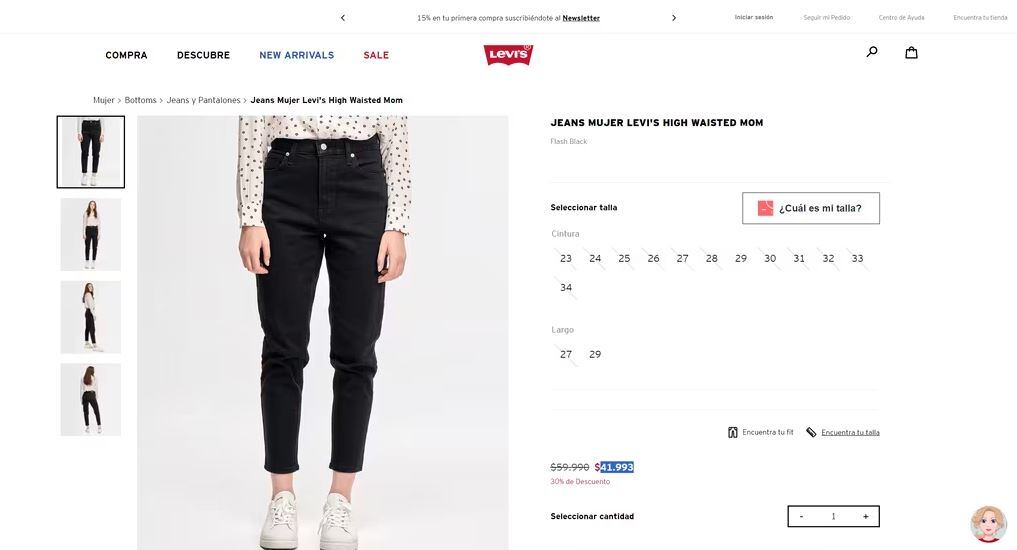 Cuánto valen los jeans de mujer en Levi's Chile