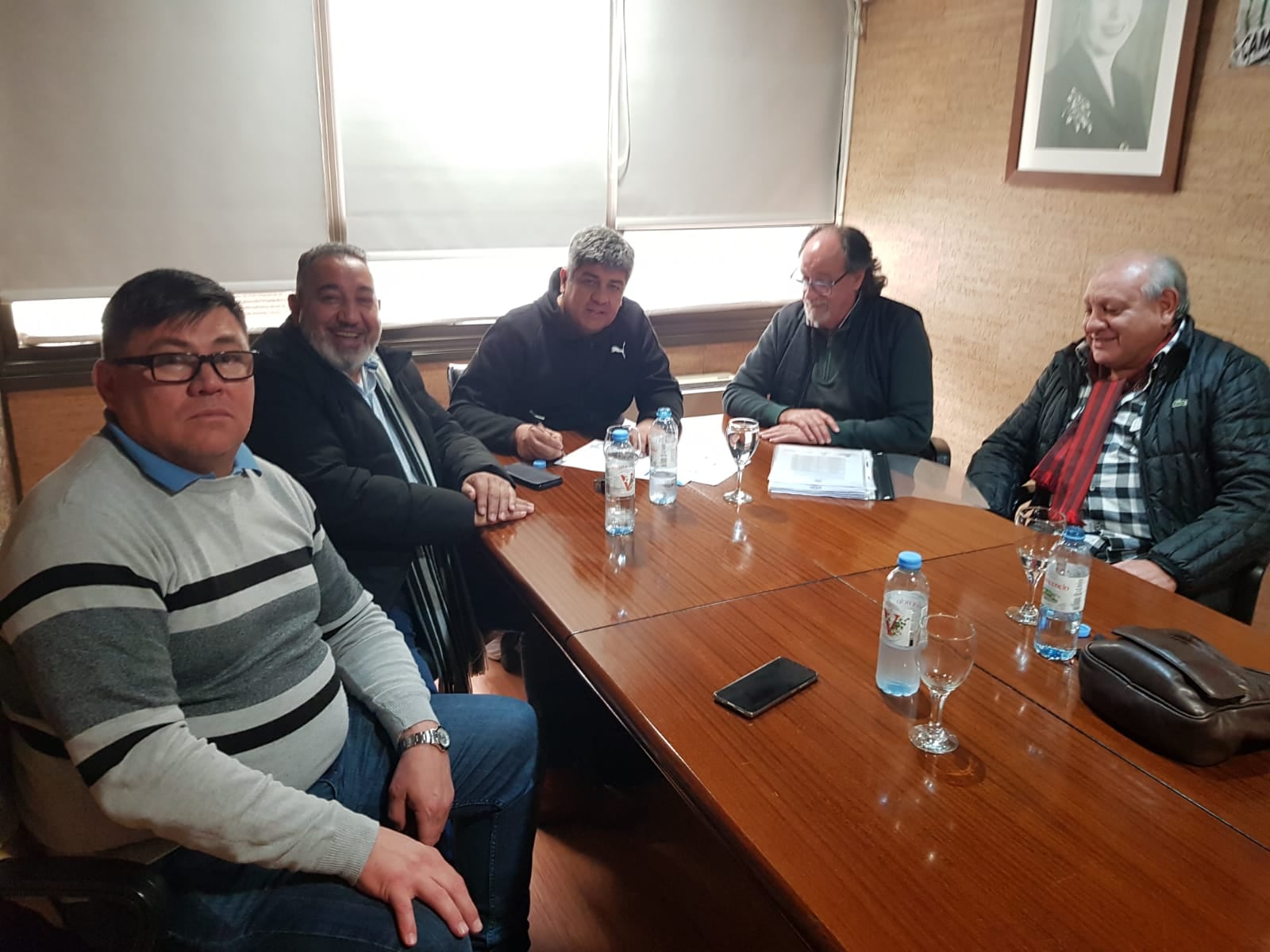 Pablo Moyano, junto a Horacio Otero,  recibieron a sindicalistas cordobeses: Edgar Luján, Pablo Chacón y Rubén Urbano.