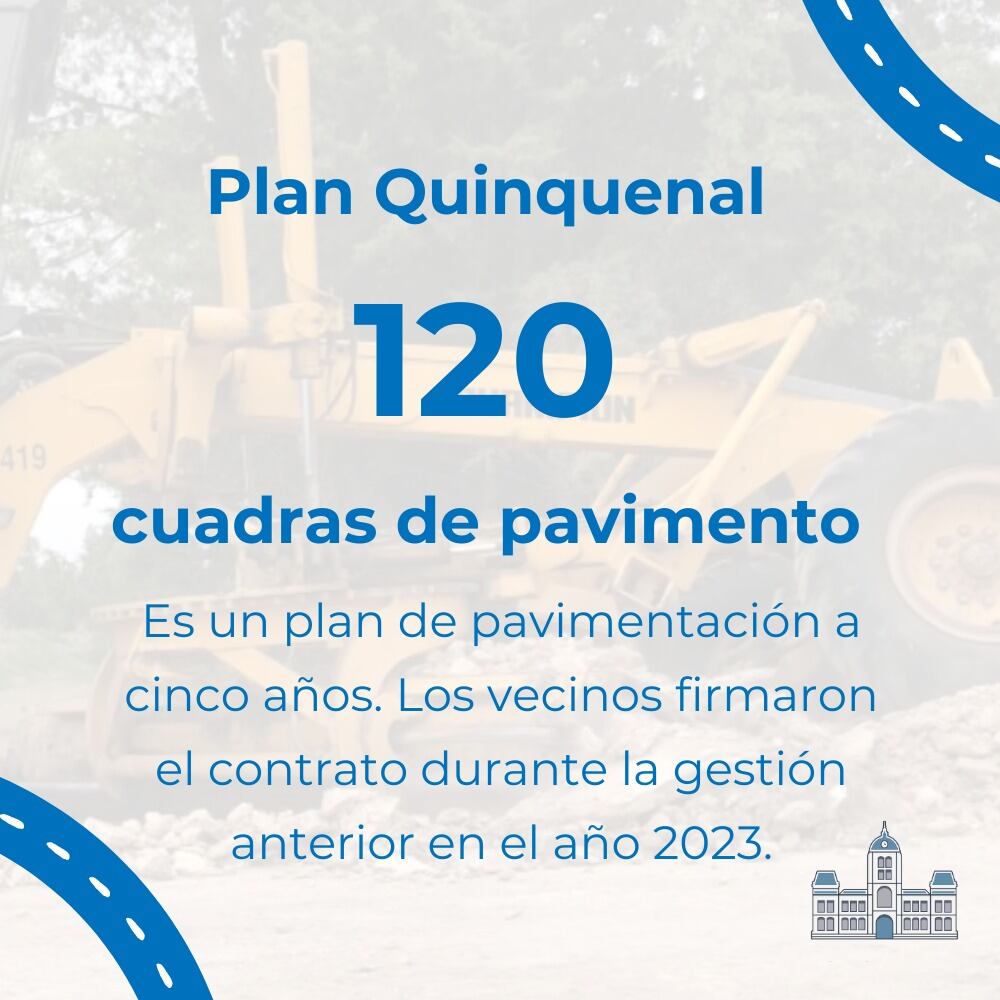 Plan quinquenal de asfalto de 120 cuadras