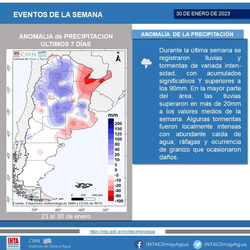 Las precipitaciones que pasaron en el país en los últimos siete días.