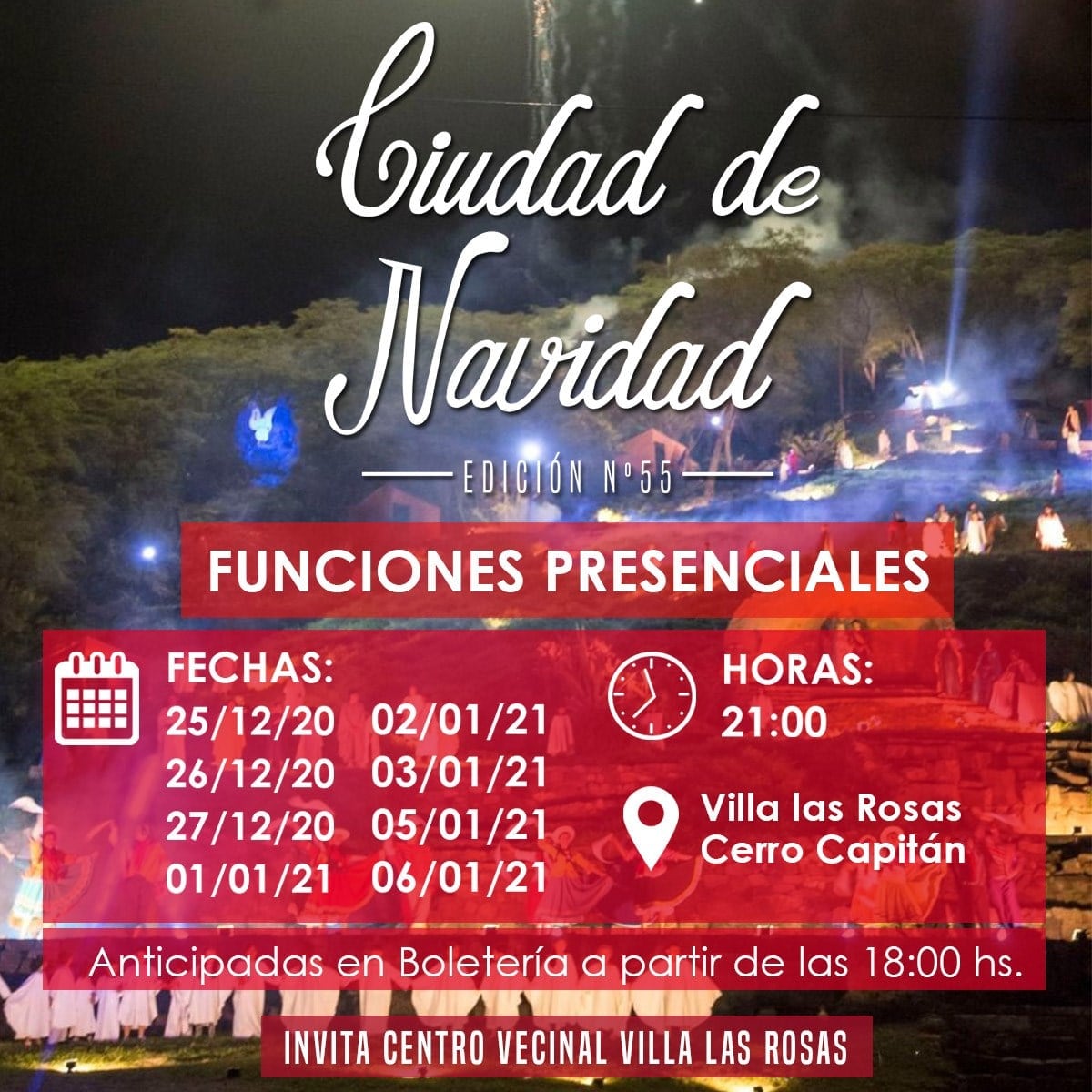 La Ciudad de Navidad se presenta del 1 al 6 de enero en el Cerro Capitán de Villa Las Rosas.