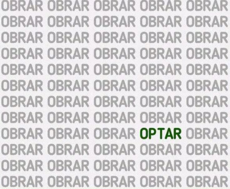 La respuesta del acertijo visual de la palabra "optar".