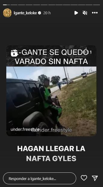 “Hagan llegar la nafta, giles”, el fuerte reclamo de L-Gante tras quedar varado en plena ruta