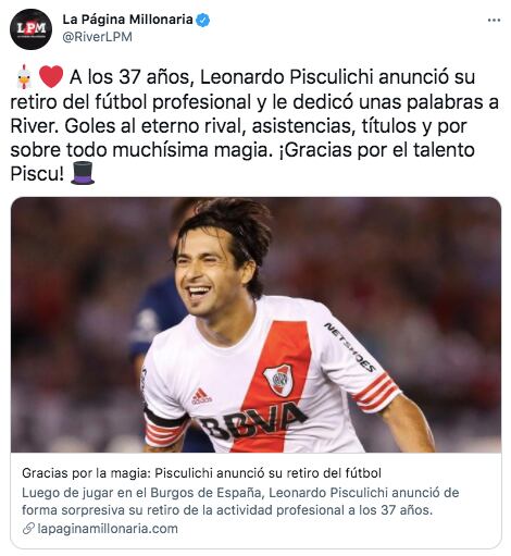 El mensaje de los hinchas de River para Leonardo Pisculichi.