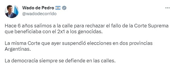 El mensaje de "Wado" de Pedro.