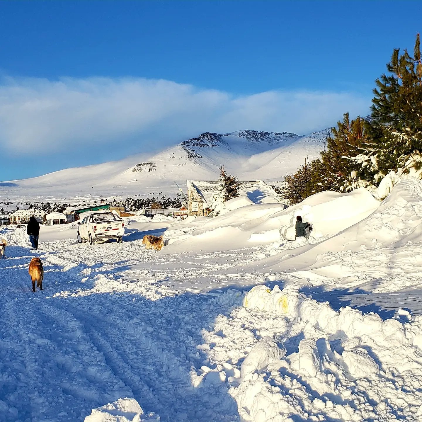 Las nevadas llegan hasta los dos metros y cubren las aperturas de las casas de Caviahue.