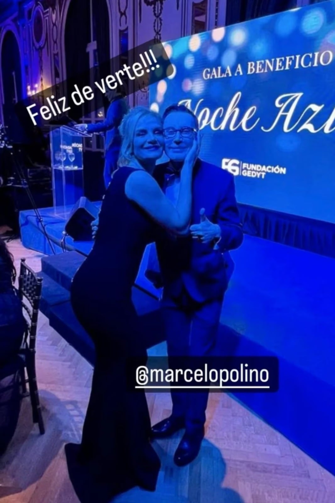 Eliana Guercio y Marcelo Polino se reencontraron en una gala benéfica que busca generar conciencia contra el cáncer de colon