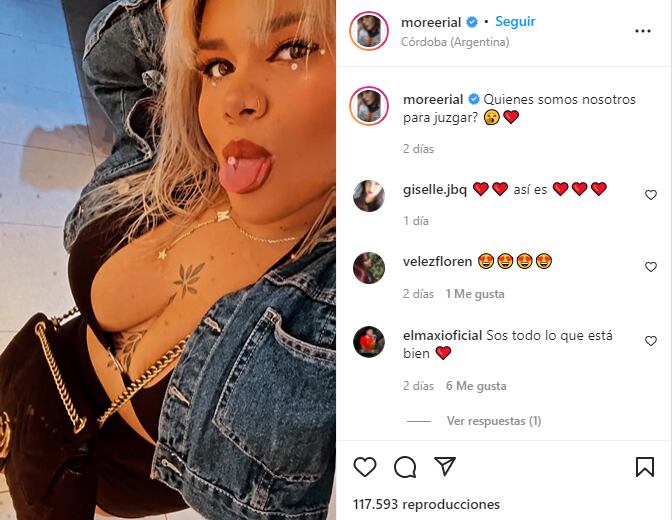 Morena Rial dejó ver sus tatuajes.