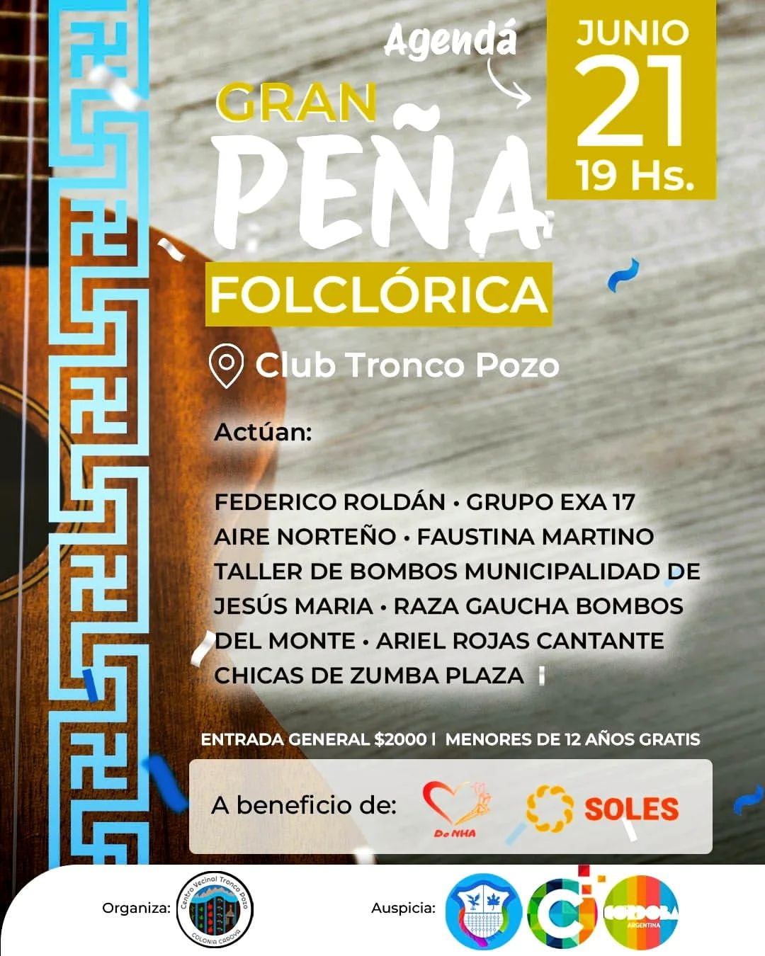 Peña folclórica en Colonia Caroya.