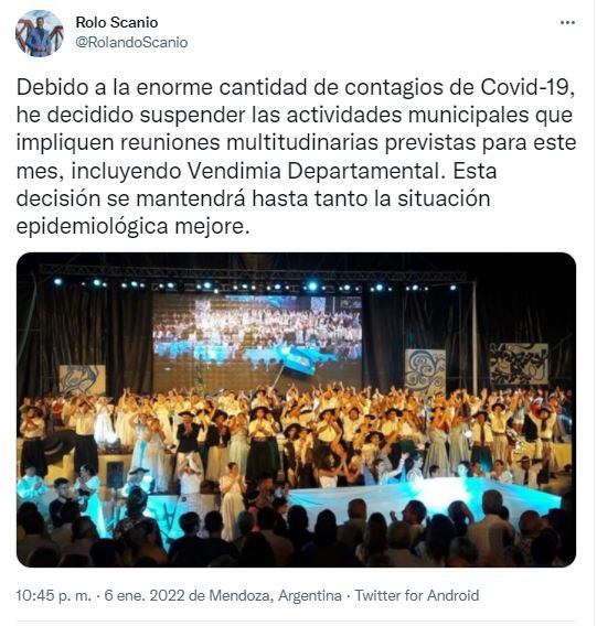 Suspendieron la fiesta de la Vendimia de San Carlos