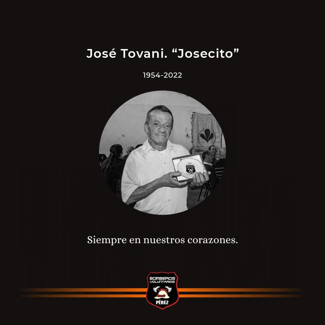 José Tovani fue Bombero Voluntario de Pérez en los primeros años de la Institución