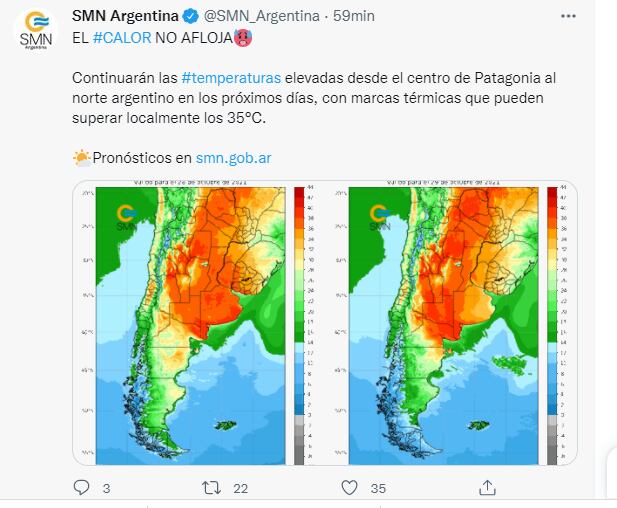 El Servicio Meteorológico Nacional pronostica que continúen las altas temperaturas por los próximos días.