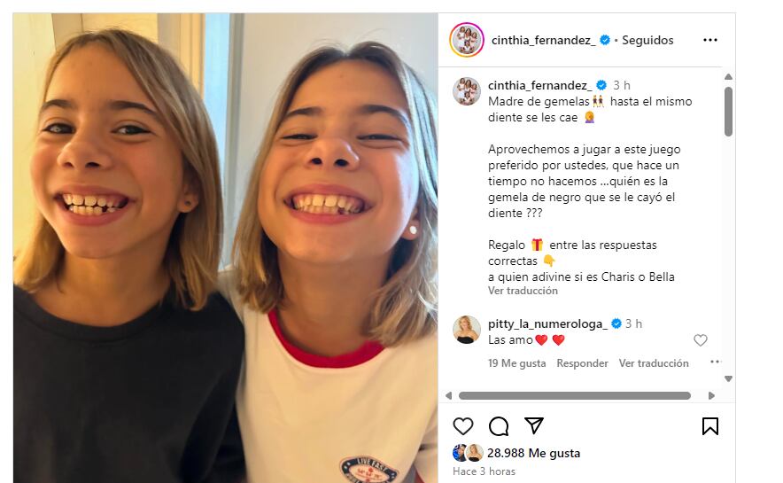 La llamativa coincidencia de las hijas de Cinthia Fernández