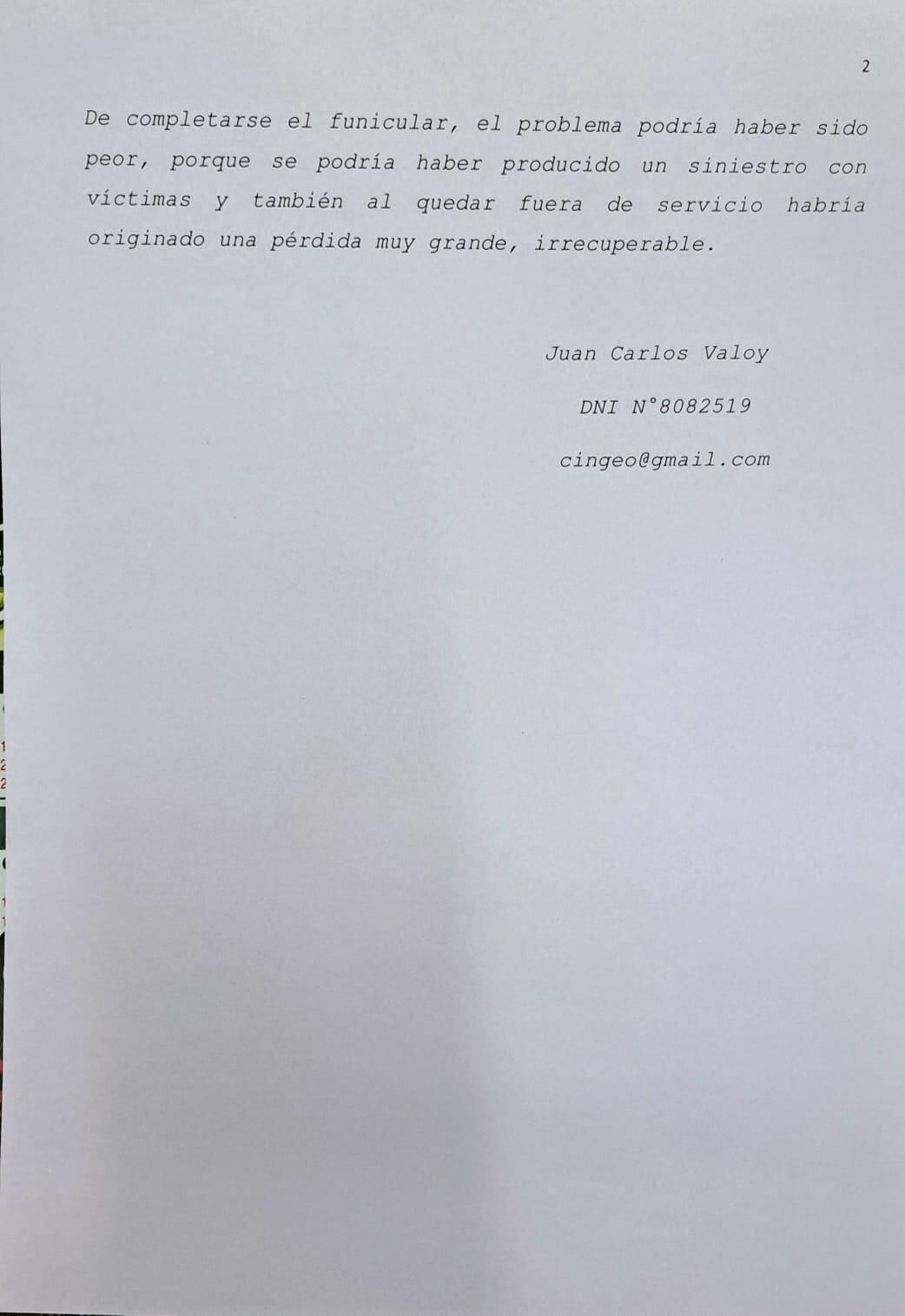 Original del informe, página 2.