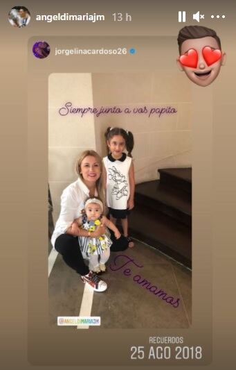 La mujer de Ángel Di María y sus hijas, años atrás. (@angeldimariajm)