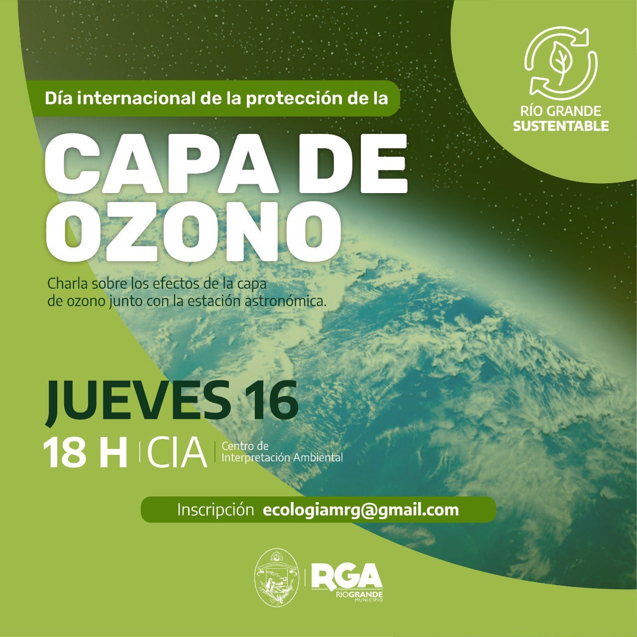 Flayer charla sobre los efectos de la capa de ozono