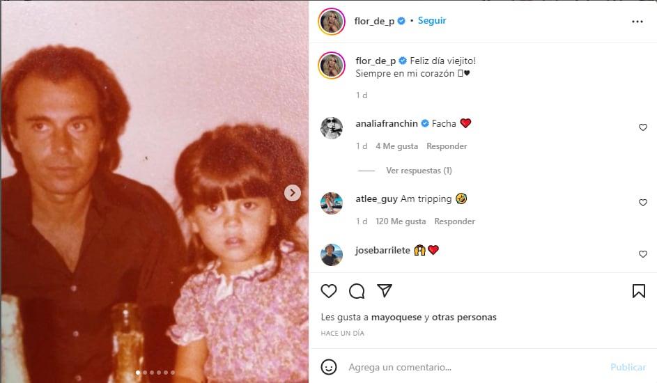 Florencia Peña y el mensaje para su papá.