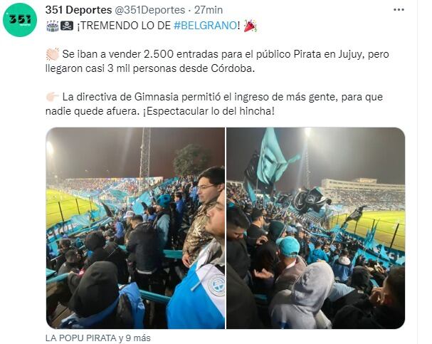 Los Piratas coparon Jujuy para acompañar al puntero Belgrano.