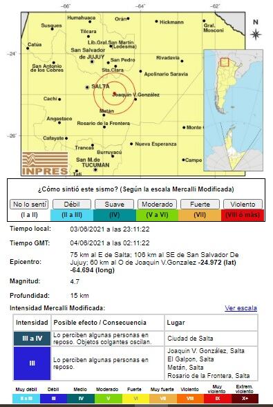 El temblor tuvo una magnitud de 4.7.