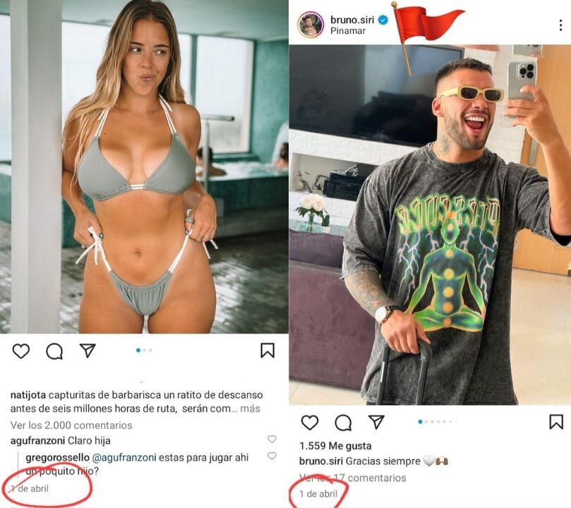 Aseguran que Nati Jota y Bruno Siri estuvieron el mismo fin de semana en Pinamar