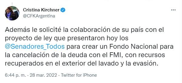 El mensaje de Cristina Kirchner tras recibir al embajador de Estados Unidos