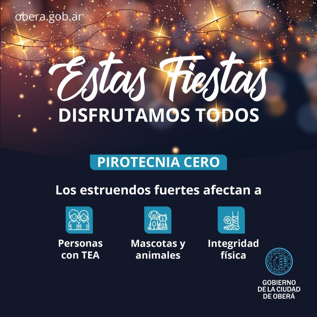 El Gobierno de Oberá pide responsabilidad y cuidado en las fiestas de fin de año