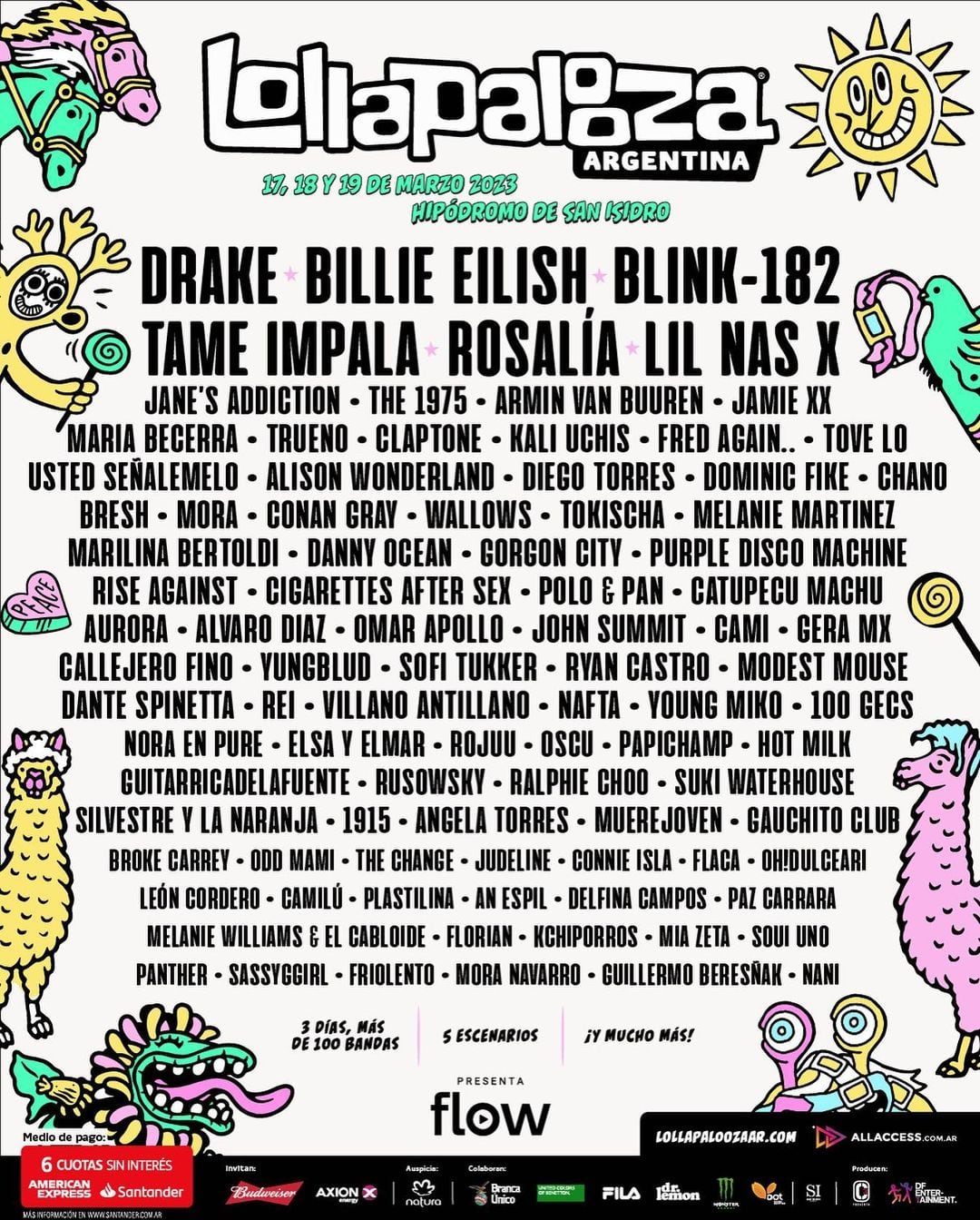 Lollapalooza Argentina 2023: Drake, Billie Eilish, Rosalía y Lil Nas X encabezan el line up