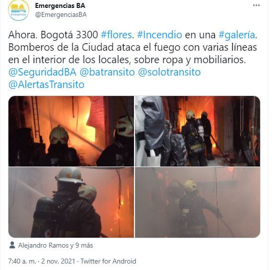 Se incendia una galería de comercios en el barrio porteño de Floresta.