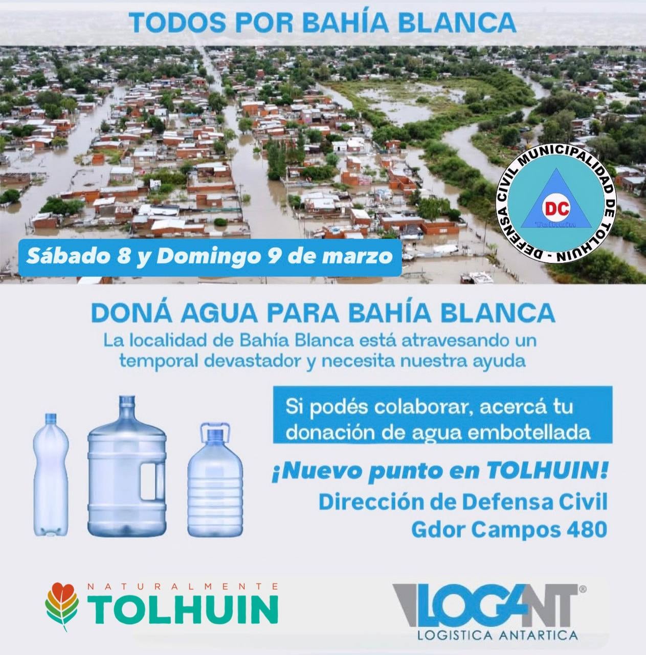 Doná Agua para Bahía Blanca.