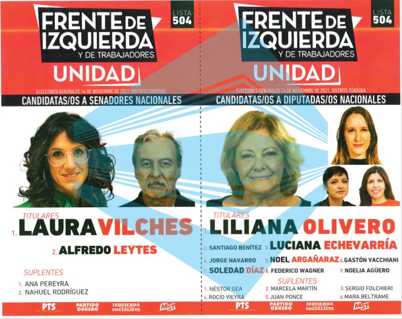 Elecciones 2021: boleta del Frente de Izquierda y los Trabajadores para las legislativas