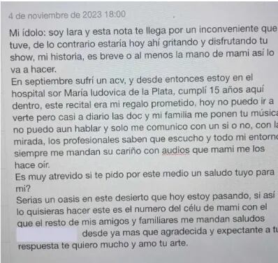 La emocionante carta que Iara le escribió a Chano