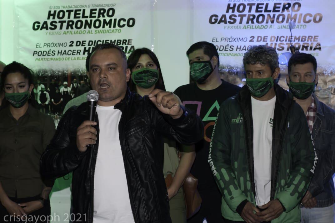 Pablo Santín, candidato a secretario general de UTHGRA Mar del Plata, encabezó la presentación de la Lista Verde.