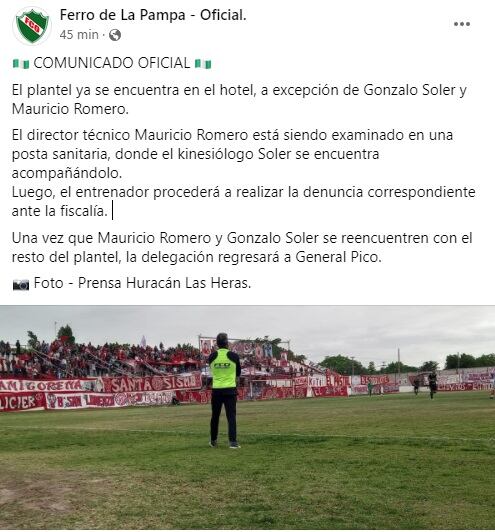 Comunicado oficial de Ferro C.O de General Pico, La Pampa