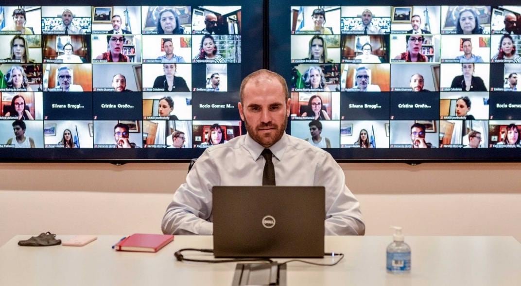 El ministro de Economía Martín Guzmán en una reunión virtual. (Foto: Ministerio de Economía)