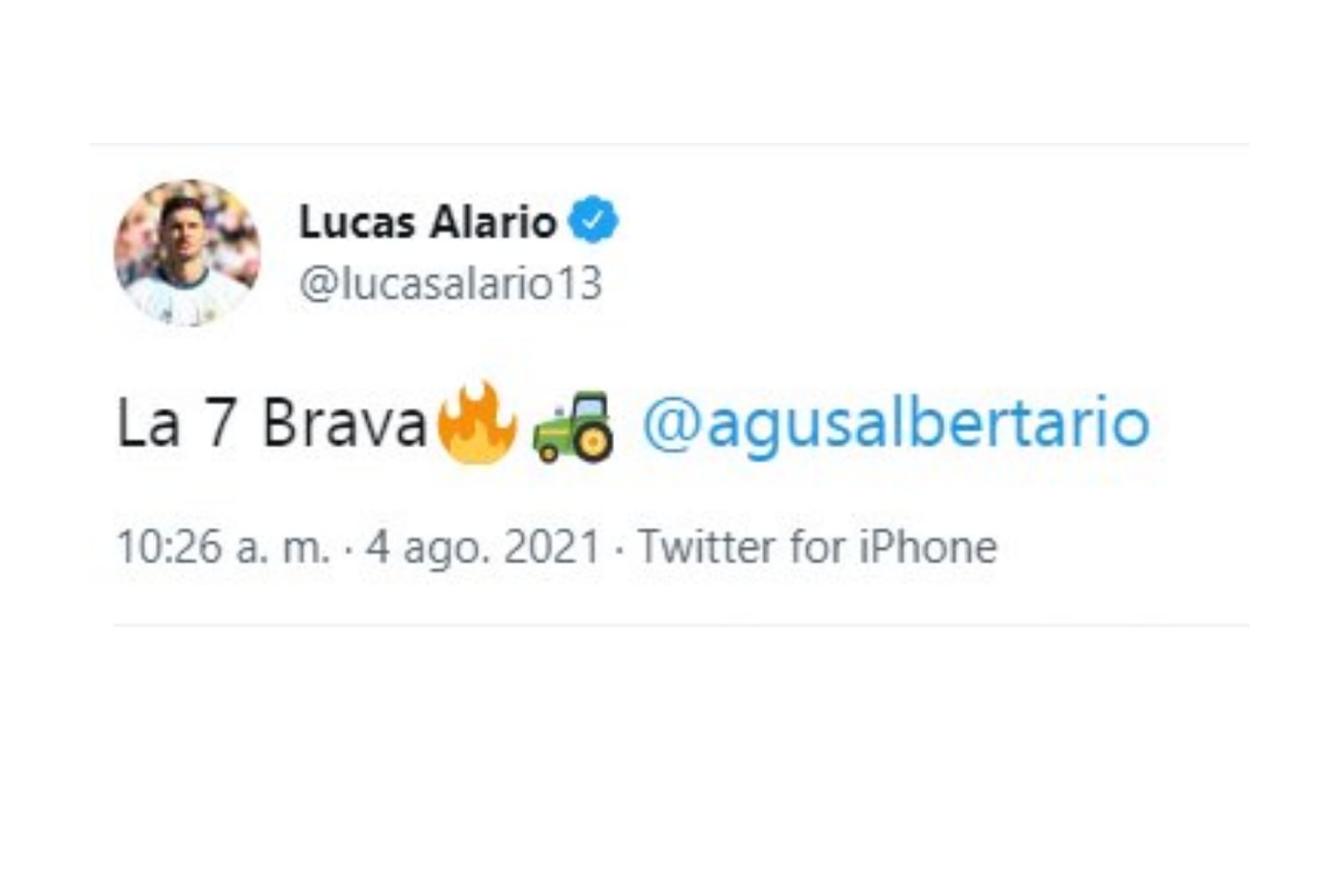 Los mensajes de Lucas Alario y Agustina Albertario.