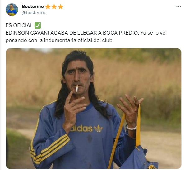 Uno de los memes comparando al Pájaro con Cavani