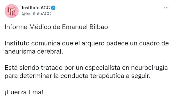 El mensaje de Twitter de Instituto.