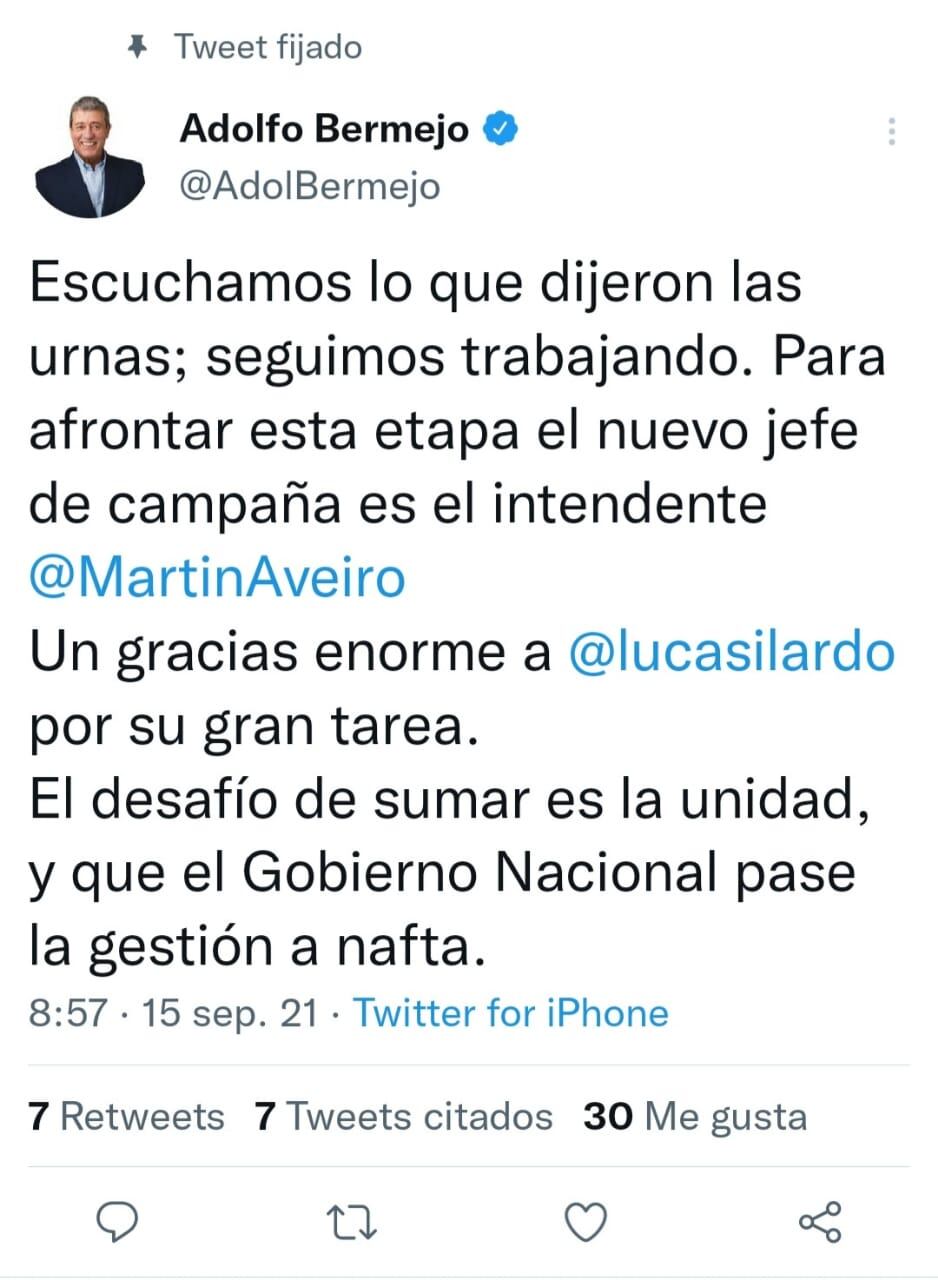 Adolfo Bermejo anunció el cambio de jefe de campaña para las elecciones generales.