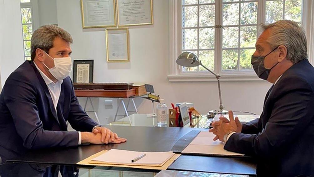 Sergio Uñac y el presidente Alberto Fernández, en Olivos.