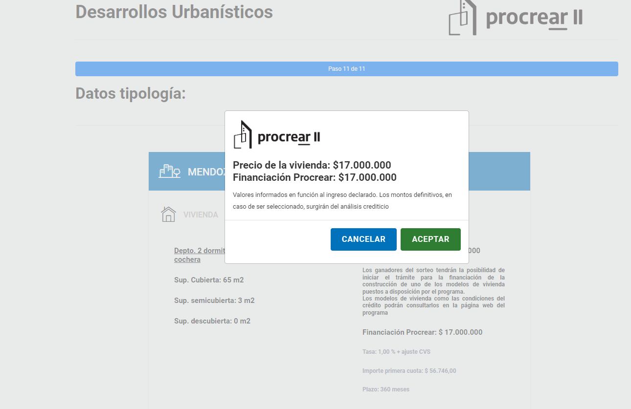 Procrear -Precio de un departamento en Ciudad de Mendoza, al 1 de noviembre de 2022