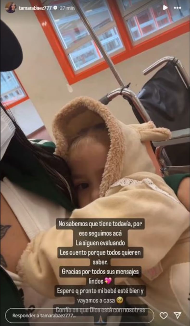 La historia que compartió Tamara alertando por la salud de su hija, Jamaica. (Foto: captura de pantalla)