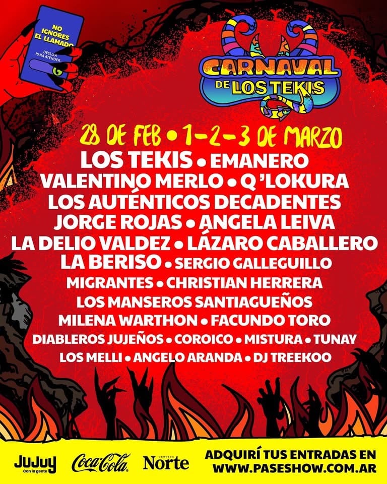 Emanero, Valentino Merlo y más: qué artistas se presentarán en el El Carnaval de Los Tekis 2025