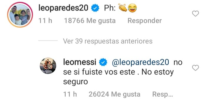 Paredes se atribuyó la foto de Messi y su esposa, pero Leo lo puso en duda.