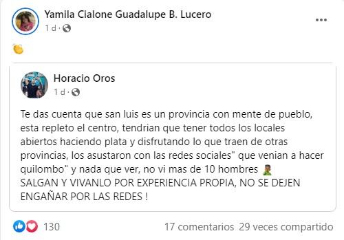 Posteo de la mamá de Guadalupe Lucero sobre el Encuentro Nacional de Mujeres