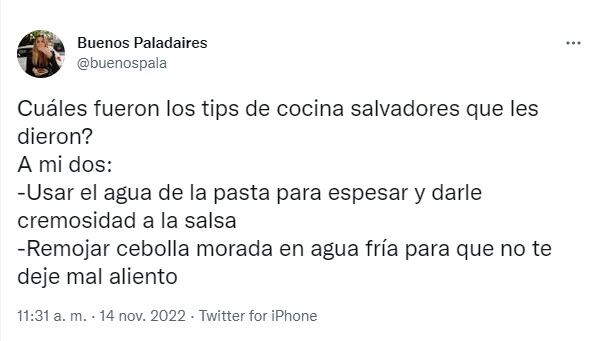 El hilo de Twitter con consejos de cocina