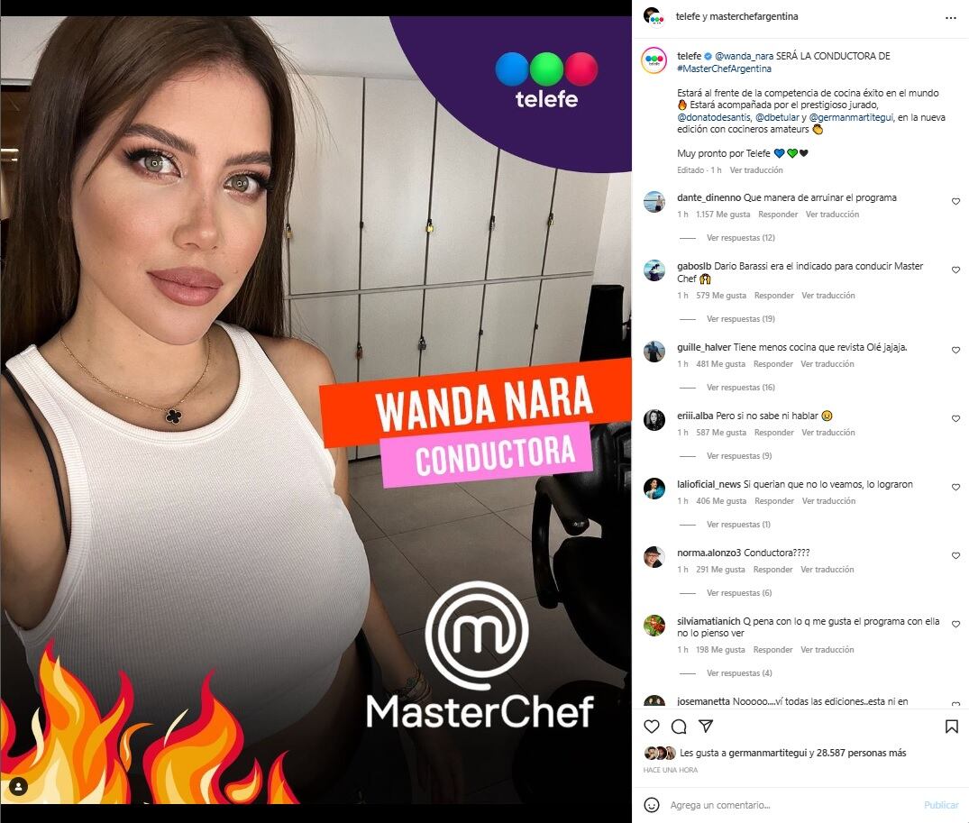 Wanda Nara conducirá Masterchef por Telefe.