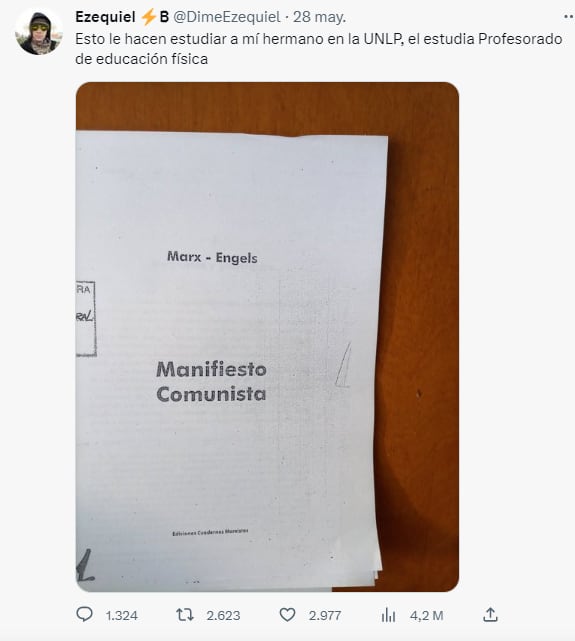 El viral tuit sobre la UNLP y Marx.